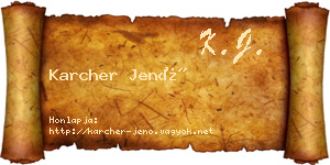 Karcher Jenő névjegykártya